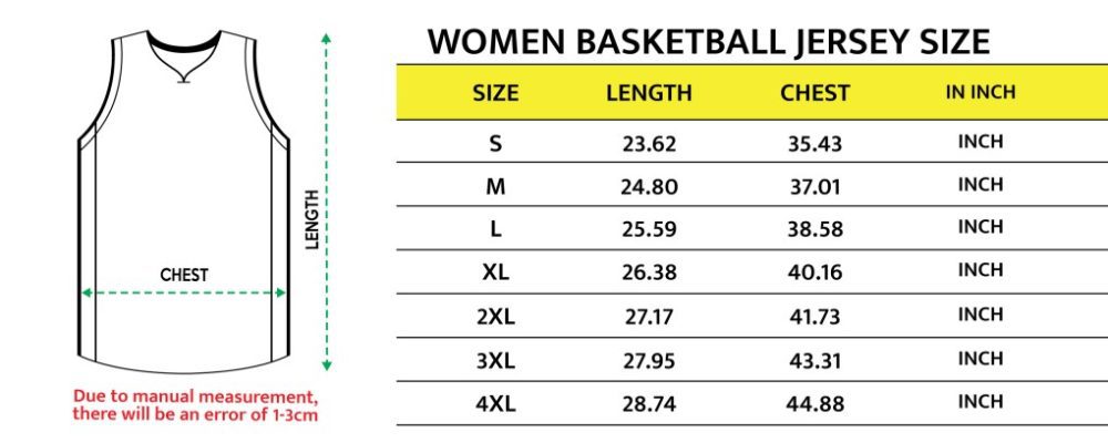 NBA Women Basketball Jersey Size scaled